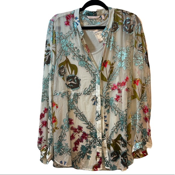 Soft Surroundings Becca Shirt & Cami - Burnout Velvet top - Picture 2 of 8